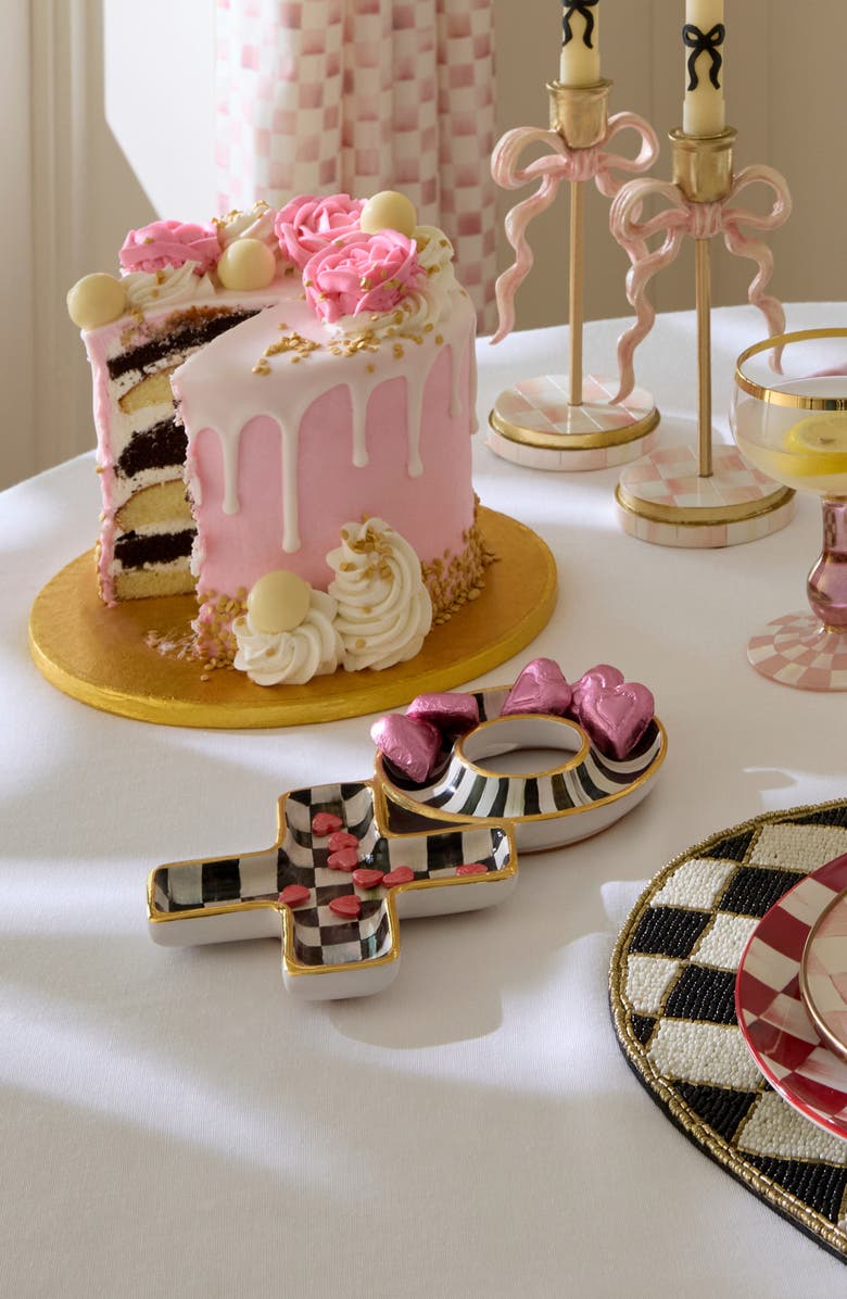 MACKENZIE CHILDS Courtly Check XO Dish, Alternate, color, Black