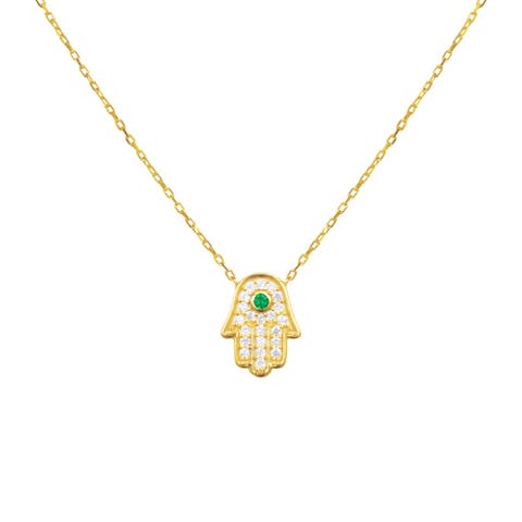 pave hamsa hand necklace