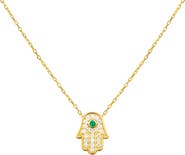 Gemma Azzurro pave hamsa hand necklace