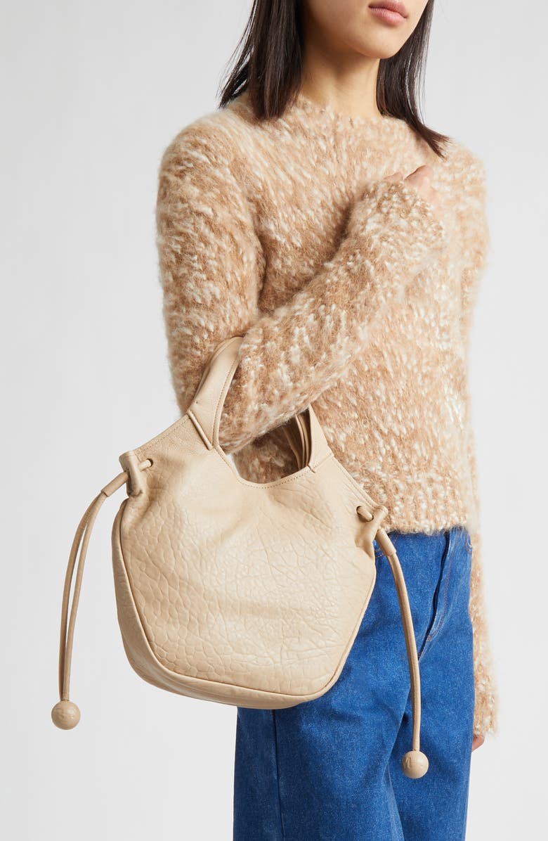 Marni Small Trunkaroo Leather Tote, Alternate, color, Dune