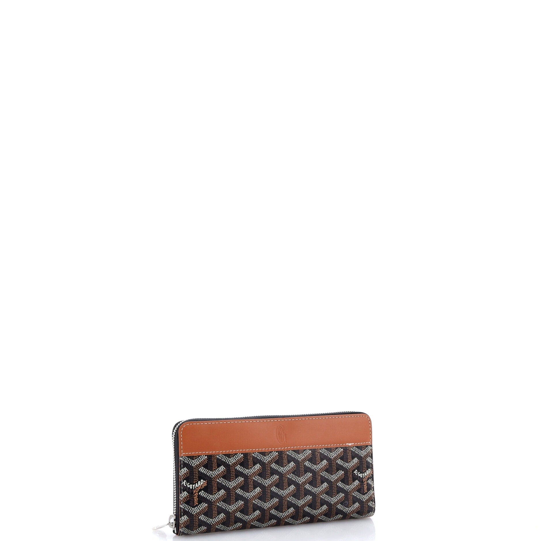 Matignon Zip Wallet Coated Canvas with Leather, Alternate, color, Brown
