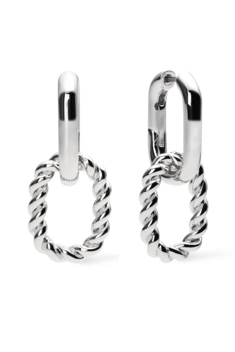 Double Hoop Earrings - Ash Double, Main, color, Silver