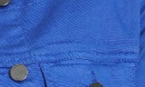 Apny Frayed Collarless Denim Jacket In Dazzling Blue