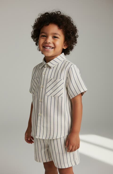 Stripe Button-Up Shirt & Shorts Set (Baby)