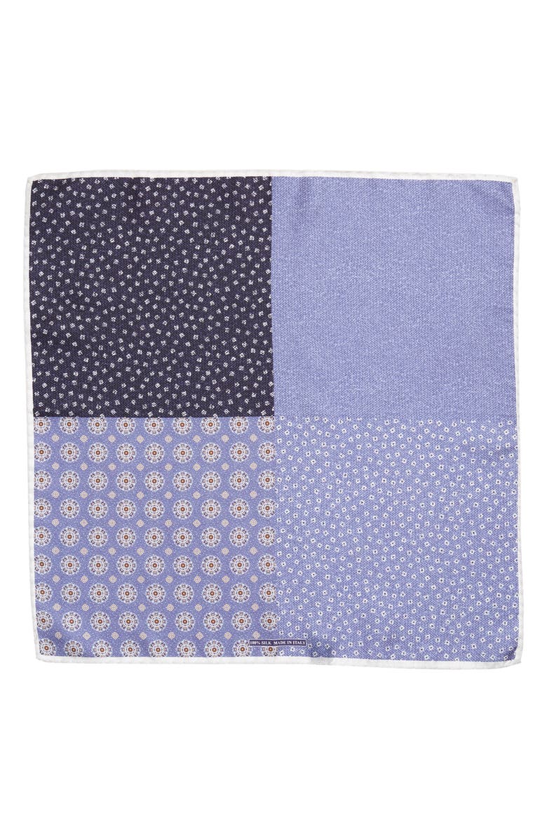 Nordstrom Patchwork Silk Pocket Square, Alternate, color, Blue