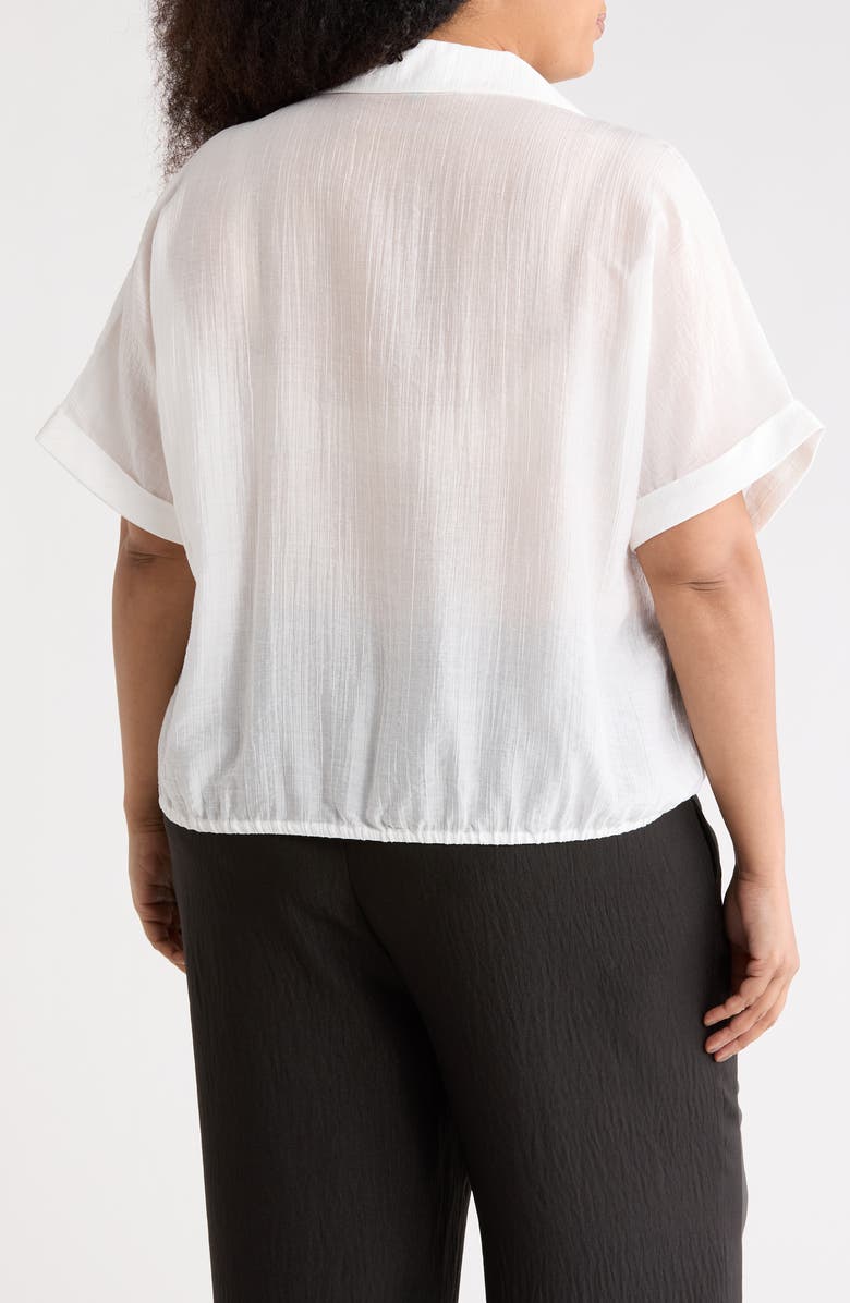 Adrianna Papell Short Sleeve Tie Front Button-Up Shirt, Alternate, color, Ivory