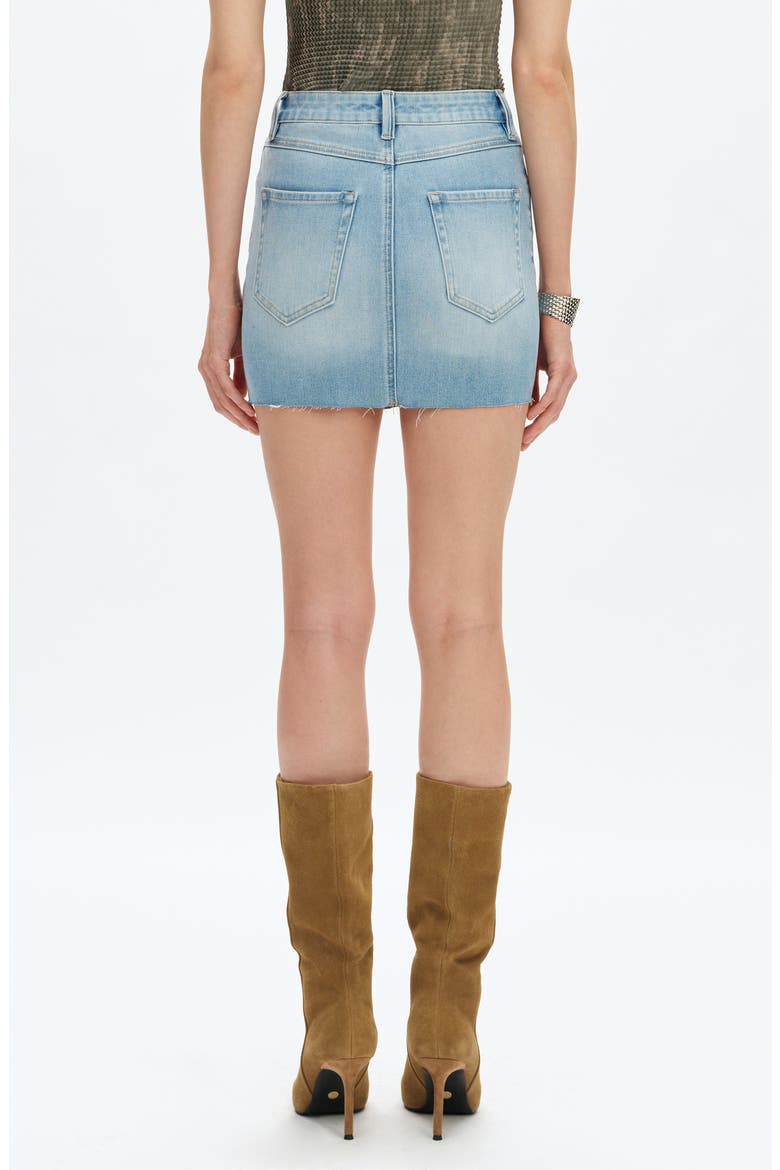 Elowen High Waist Raw Hem Denim Skirt, Alternate, color, LIGHT BLUE