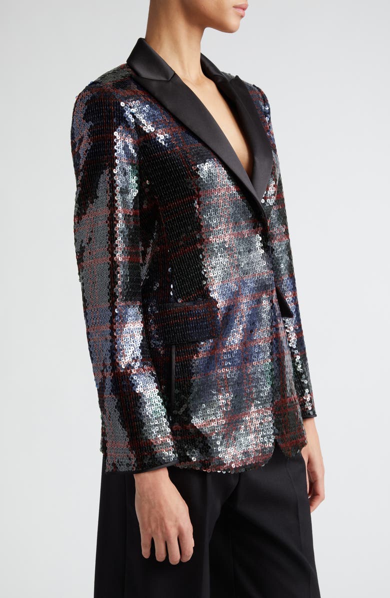 Akris Sequin Plaid Blazer, Alternate, color, 