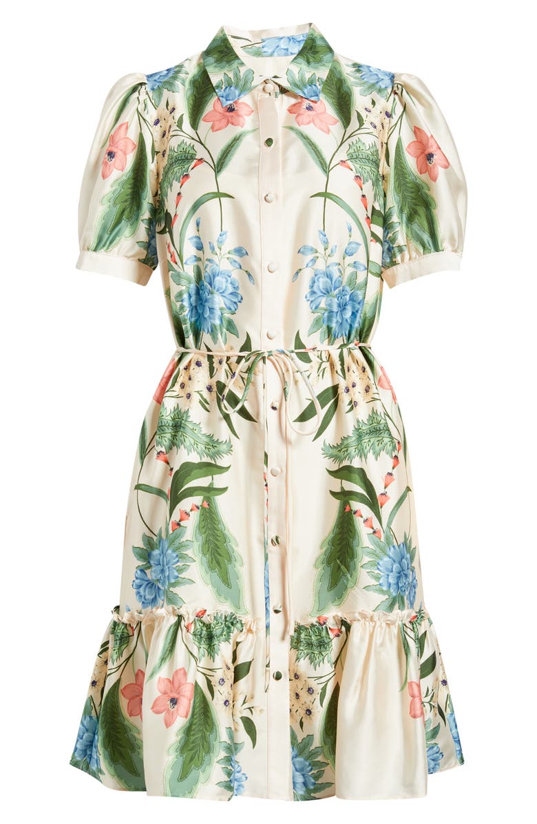 Julia Jordan Floral Short Sleeve Ruffle Hem Shirtdress, Alternate, color, Ivory Multi