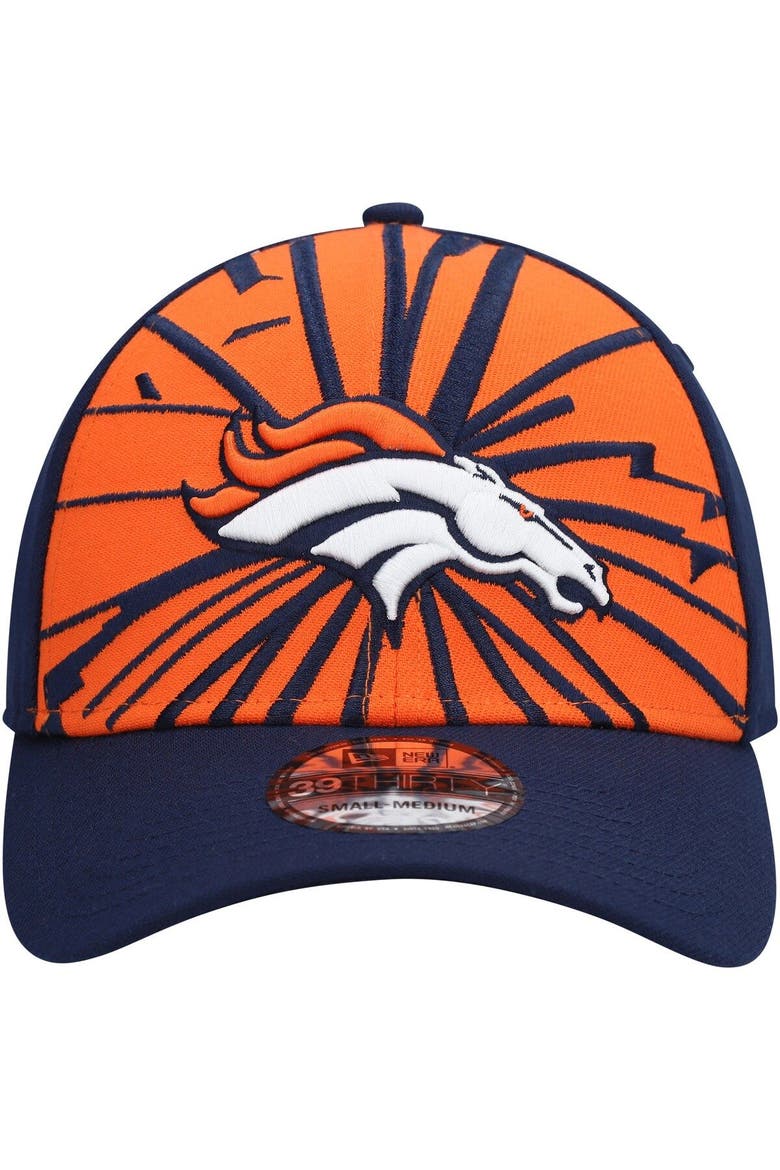 Men's New Era Orange/Navy Denver Broncos Shattered 39THIRTY Flex Hat, Alternate, color, Orange