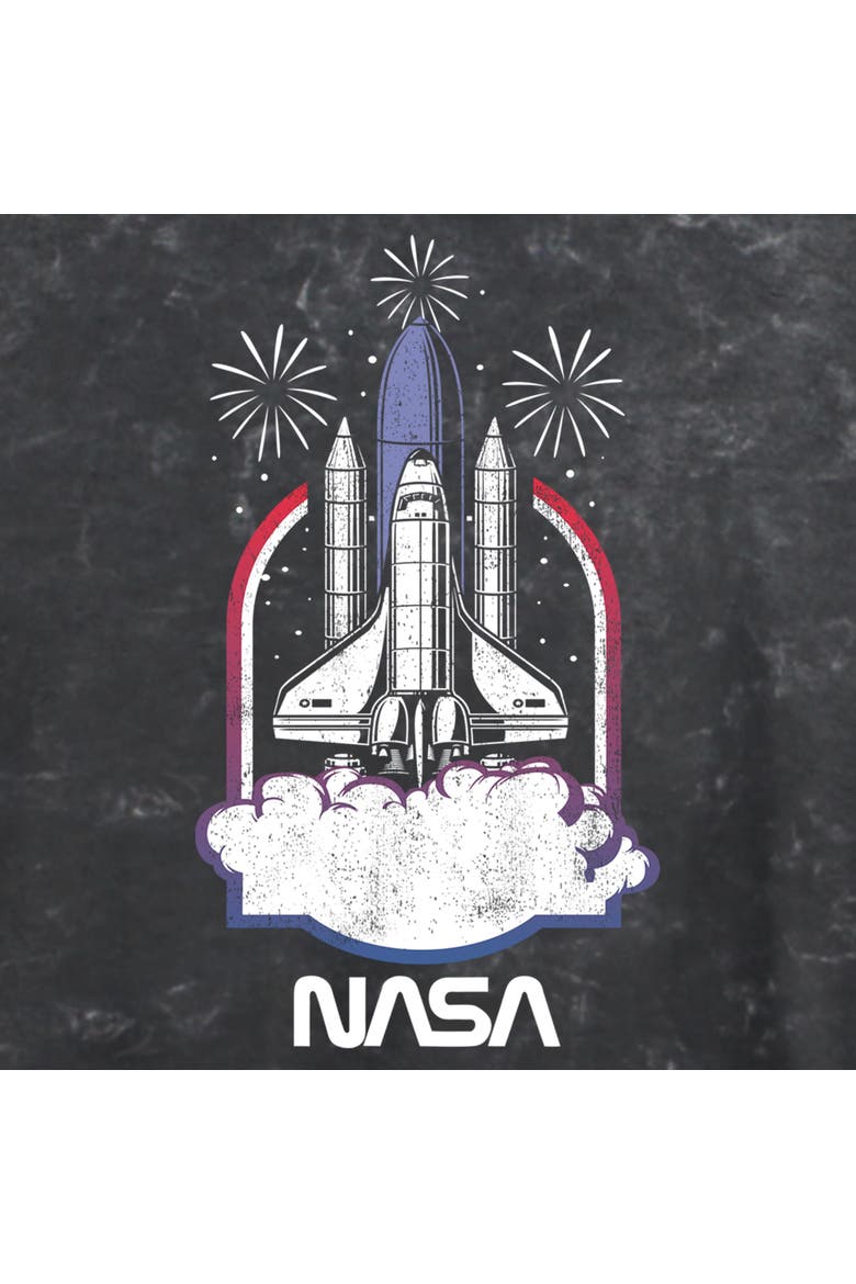 Juniors NASA Distressed Space Shuttle Launch T Shirt, Alternate, color, Black