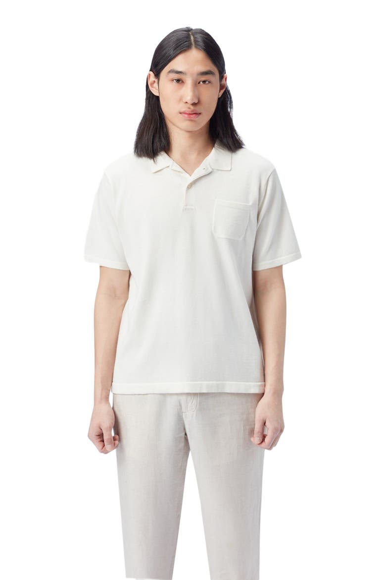 Men's Cotton Silk Cashmere Blend Polo Shirt, Alternate, color, whisper white