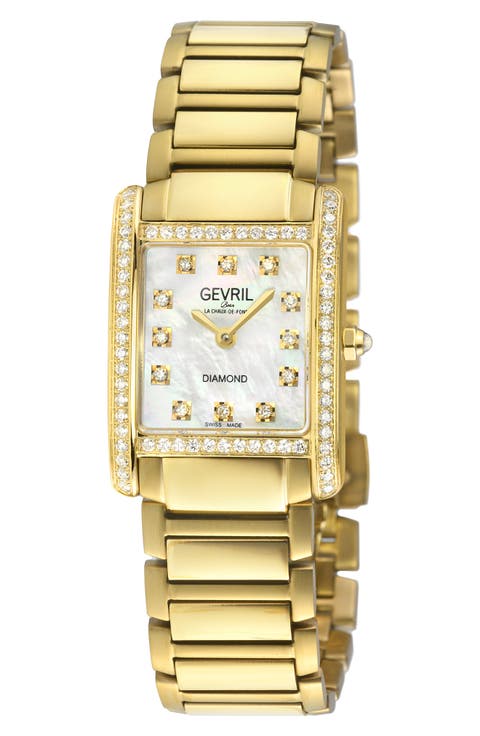 Regina Diamond Mother-of-Pearl Bracelet Watch, 24mm x 32mm