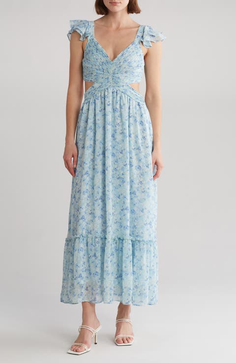 Pleated Cutout Midi Dress