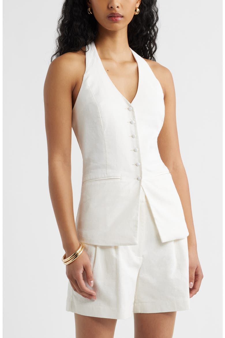 Linen Halter Vest, Main, color, WHITE