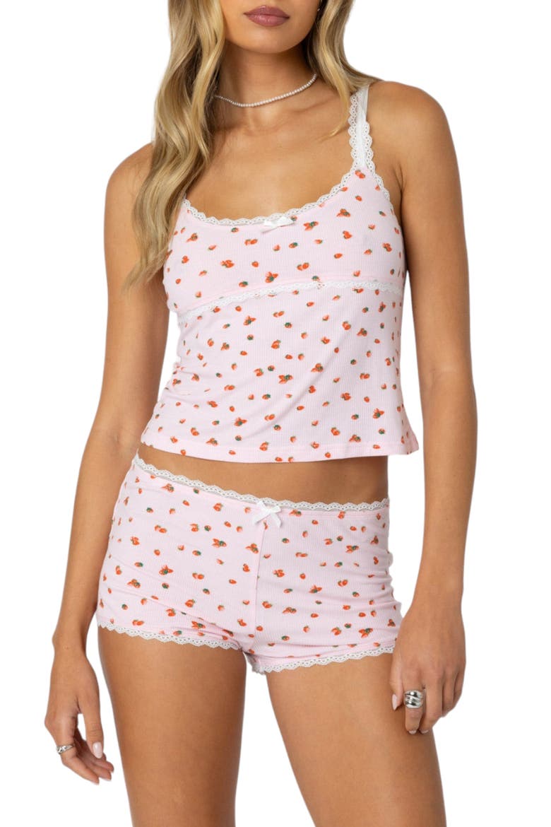 Strawberry Lace Trim Camisole, Main, color, PINK