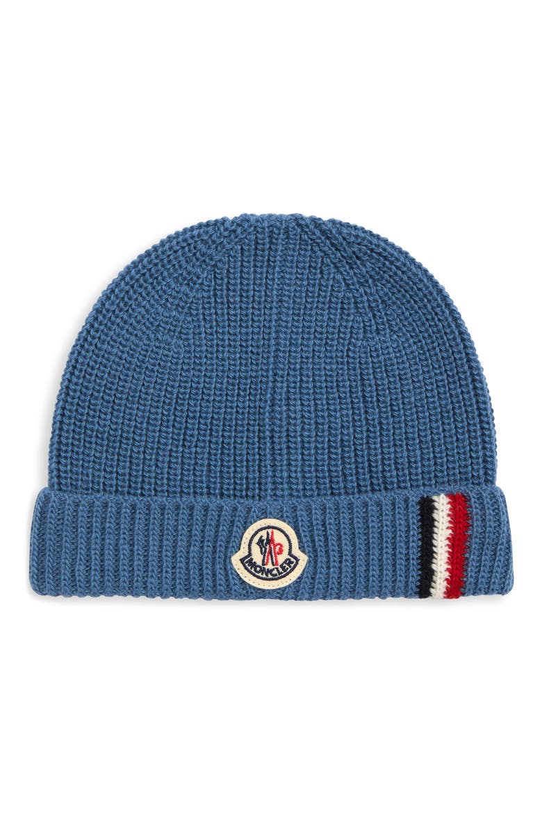 Kids' Tricolor Stripe Virgin Wool Beanie, Main, color, BLUE