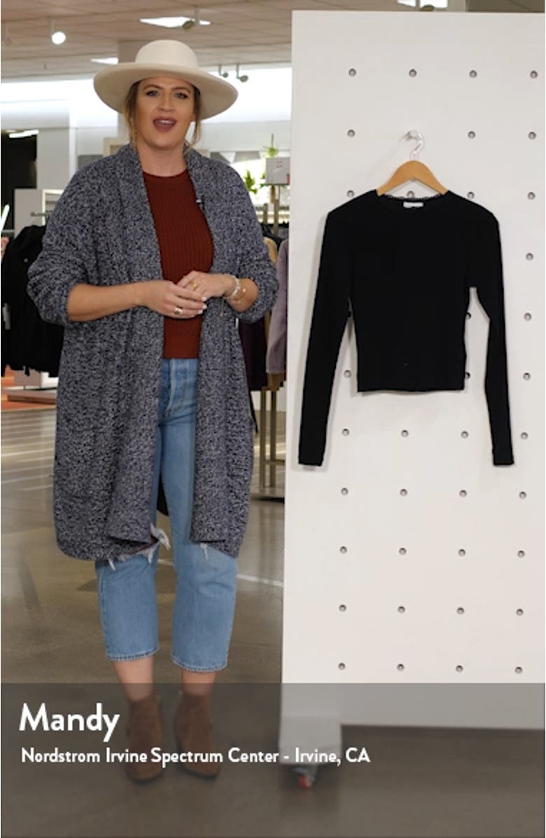 Long Sleeve Pointelle Crop Top, sales video thumbnail