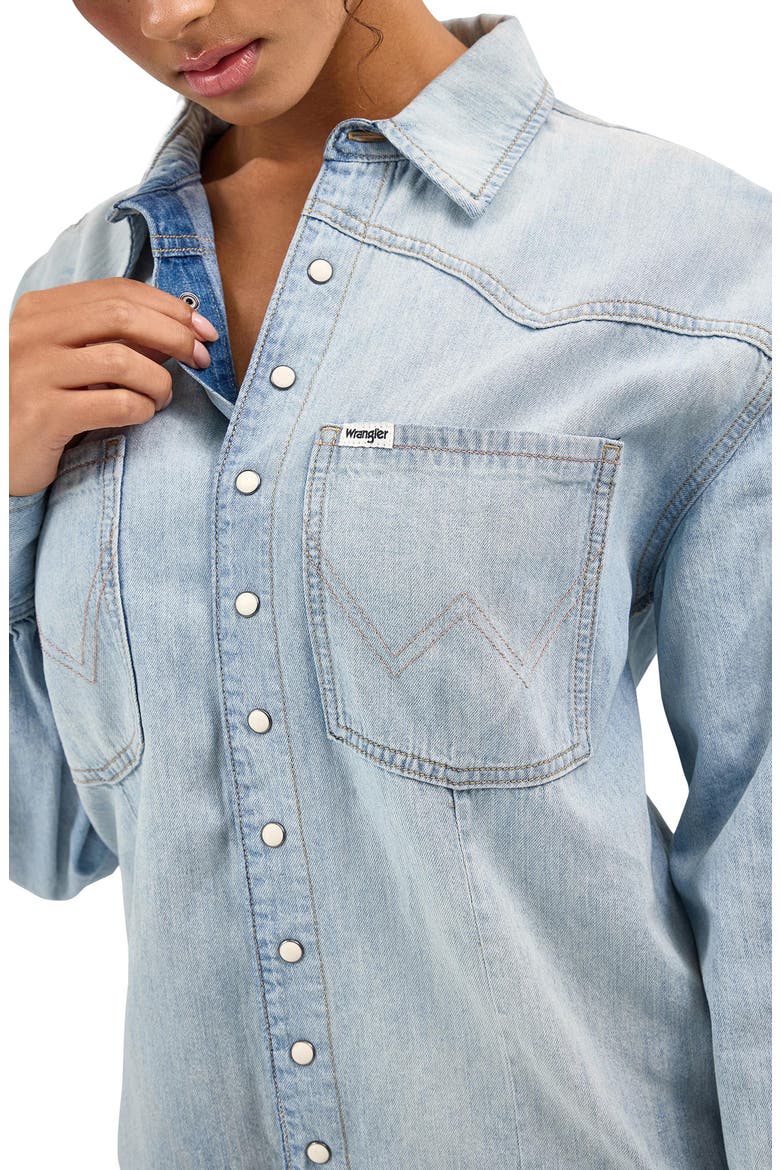 Heritage Long Sleeve Denim Romper, Alternate, color, PALE BLUE WASH