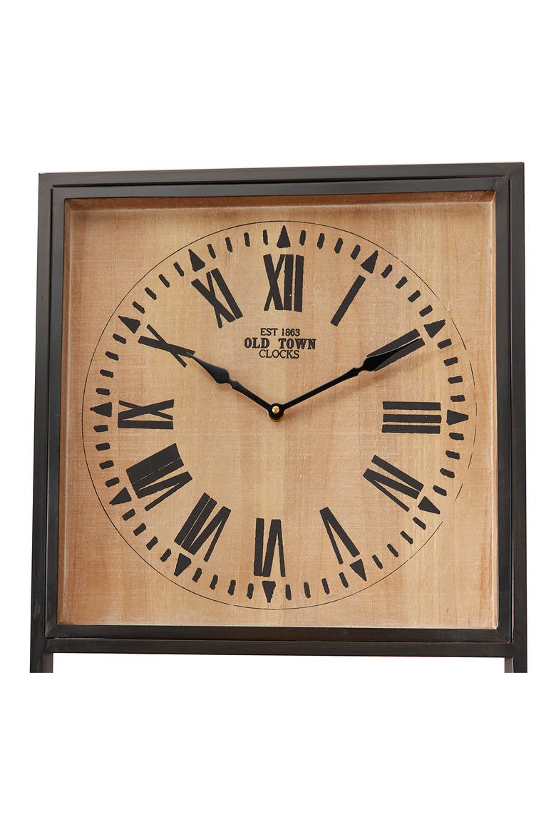 Brown Wood Traditional Wall Shelf with Clock, Alternate, color, BROWN