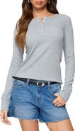 EDIKTED Helanie Long Sleeve Waffle Stitch Henley