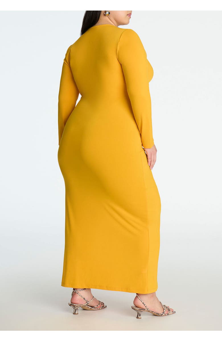 ELOQUII Shirred Detail Maxi Dress, Alternate, color, Golden Orange