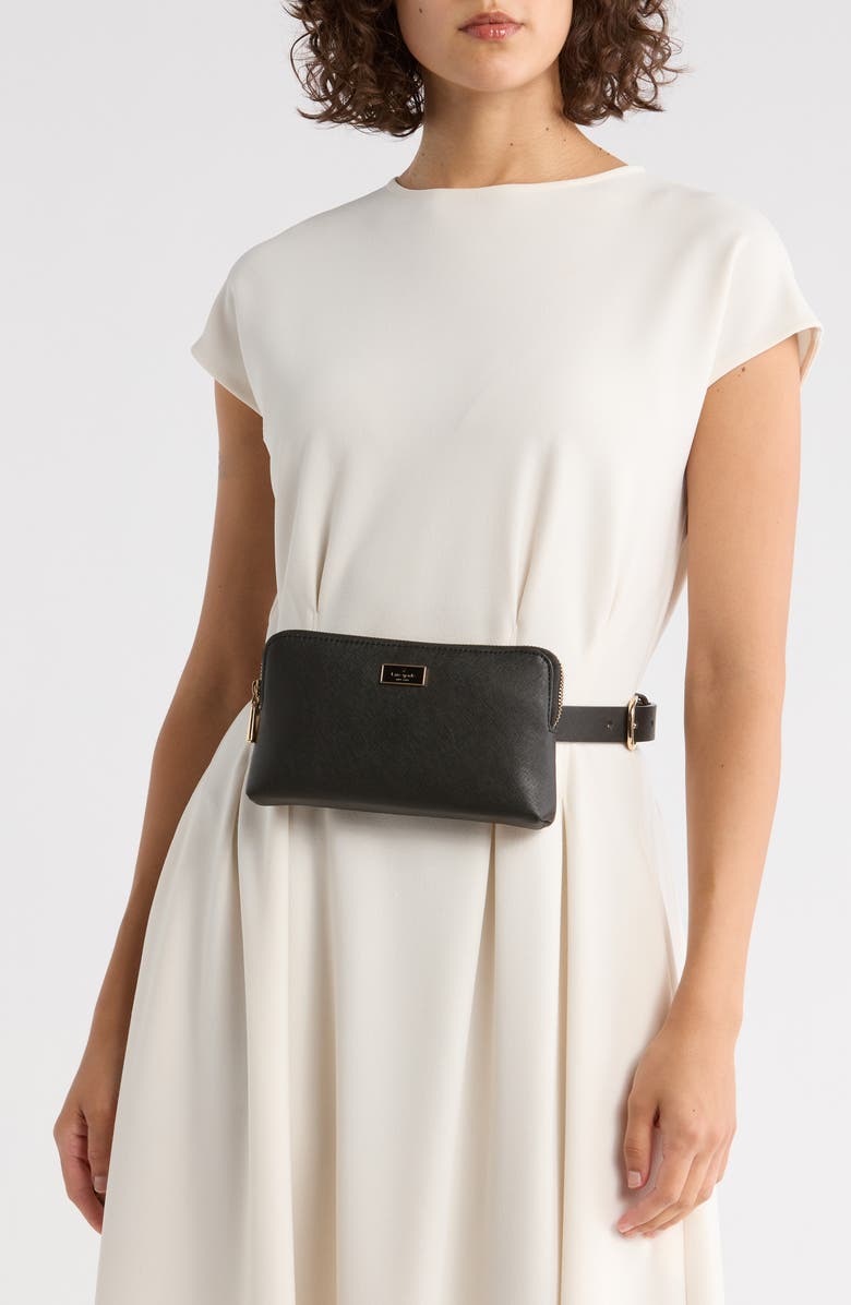 Kate Spade New York saffiano top zip belt bag, Alternate, color, Black