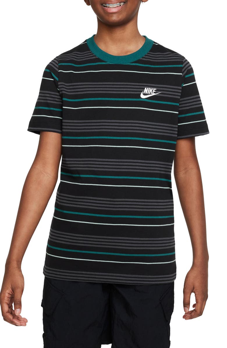 Nike Kids' Sportswear Stripe Cotton Logo T-Shirt, Main, color, 