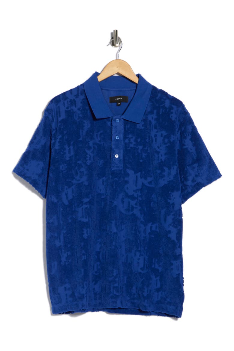 Logo Cotton Blend Terry Polo, Alternate, color, BLUE