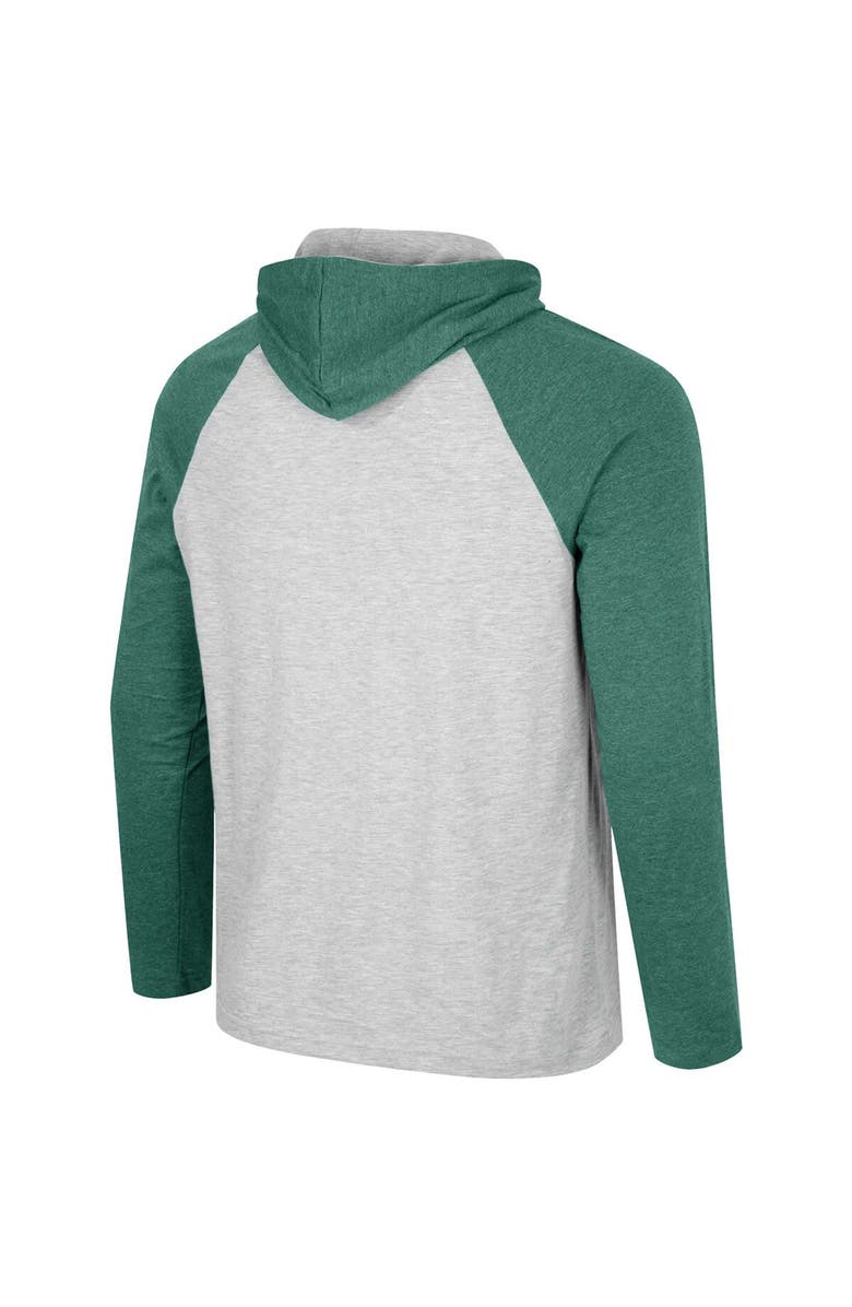 COLOSSEUM Men's Colosseum  Heather Gray Michigan State Spartans Hasta La Vista Raglan Hoodie Long Sleeve T-Shirt, Alternate, color, Heather Gray