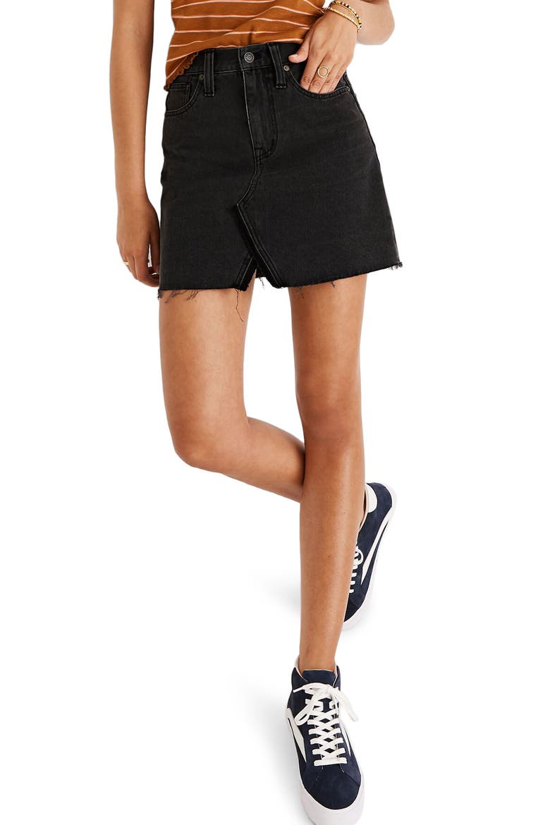 A-Line Rigid Denim Miniskirt, Main, color, COLFAX WASH