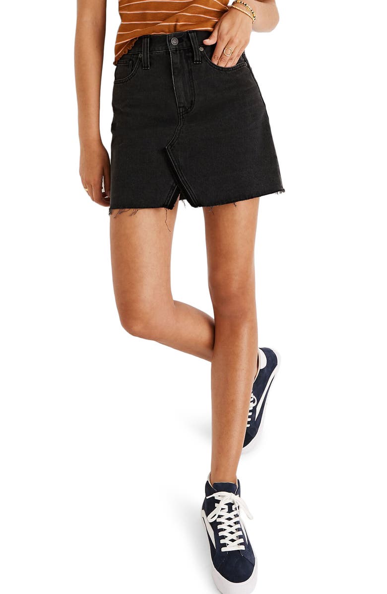Madewell A-Line Rigid Denim Miniskirt, Main, color, 