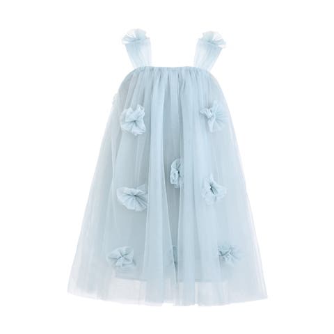 Flower-Embellished Tulle Dress