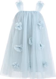 Sweet Cactus Flower-Embellished Tulle Dress
