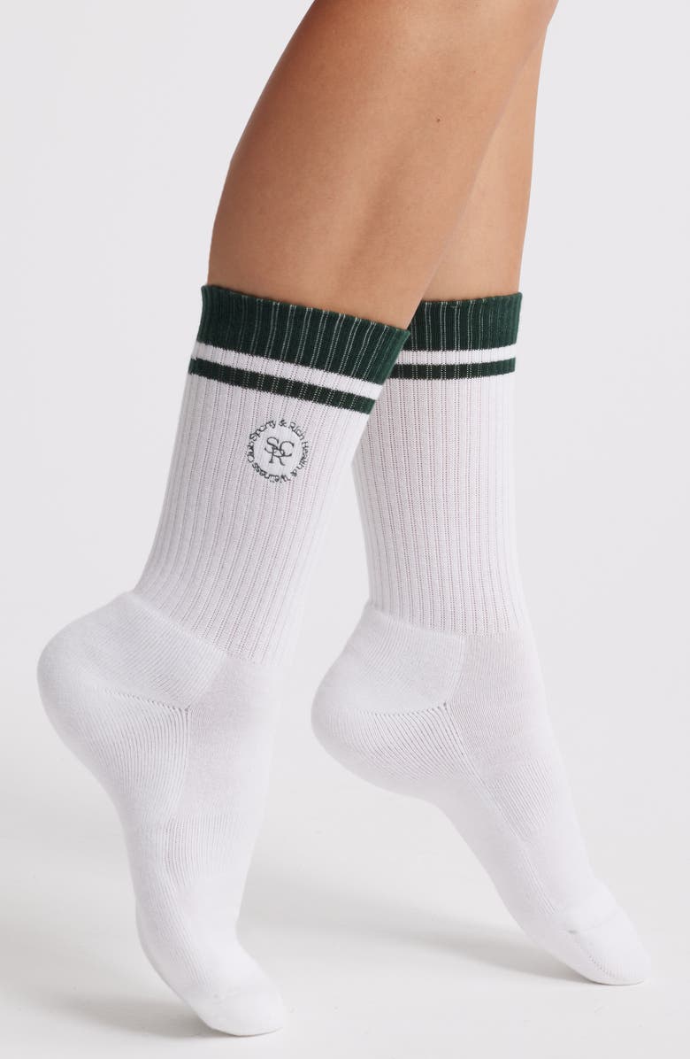 Sporty & Rich Logo Embroidered Crew Socks, Main, color, 