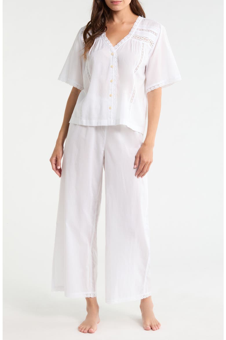 Peached Cotton Lawn Pajama Set, Main, color, WHITE