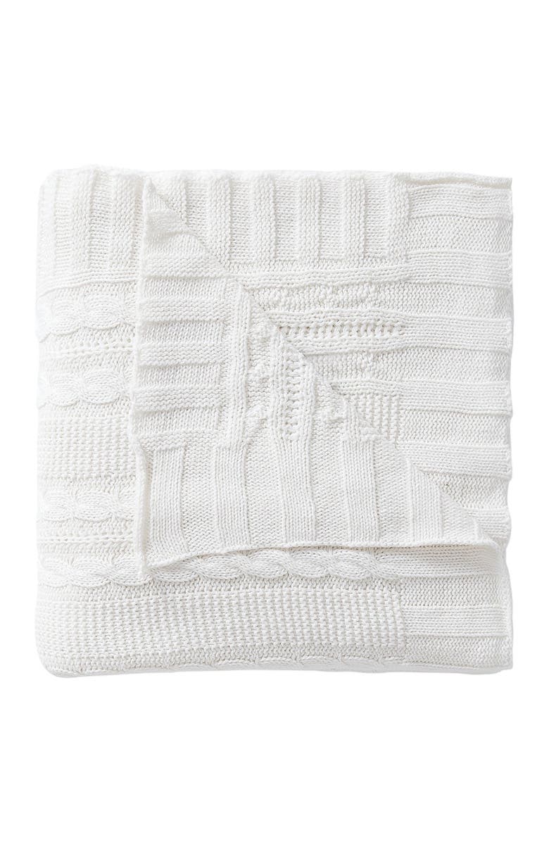 VCNY HOME Dublin Cable Knit Throw Blanket - White, Alternate, color, White