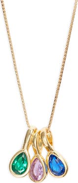 Set & Stones Multi Birthstone Teardrop Charm Necklace