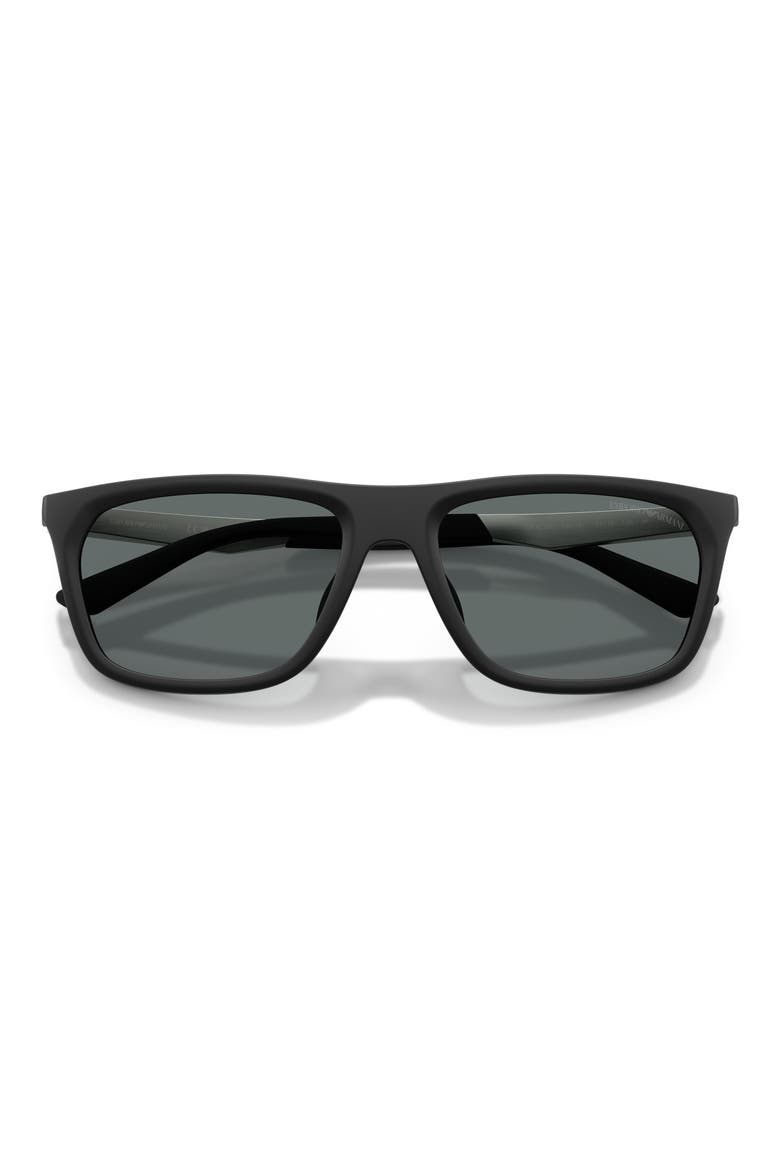 57mm Polarized Pillow Sunglasses, Alternate, color, MATTE BLACK / DARK GREY POLAR