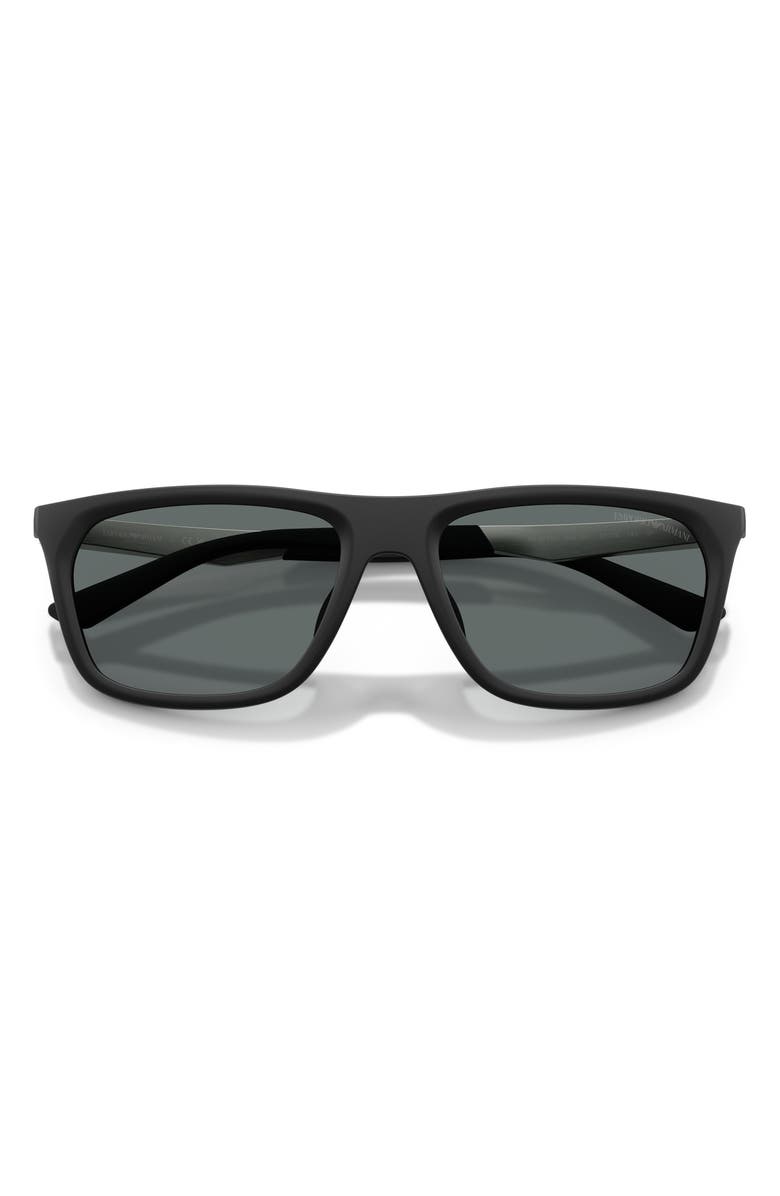 Emporio Armani 57mm Polarized Pillow Sunglasses, Alternate, color, Matte Black / Dark Grey Polar