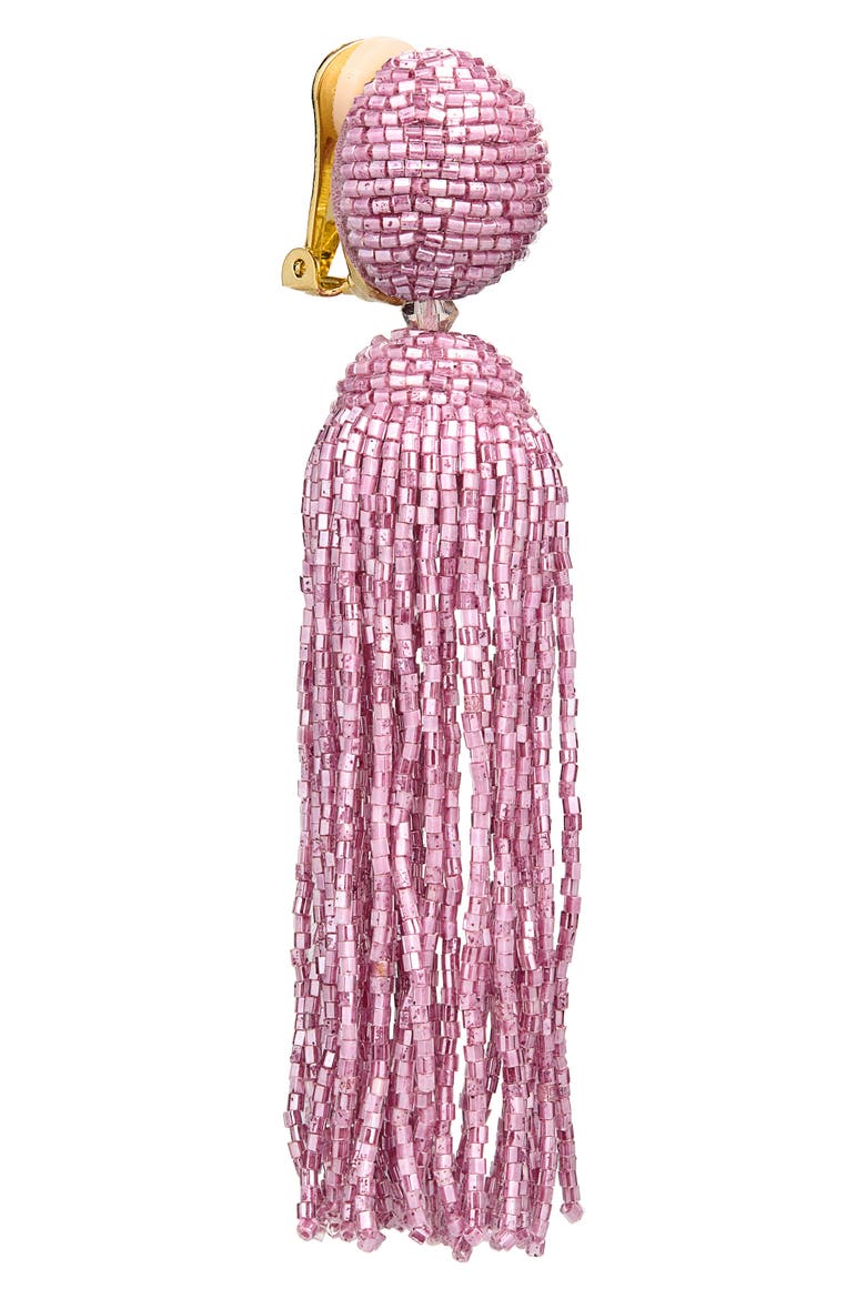 Beaded Tassel Drop Earrings, Alternate, color, PINK