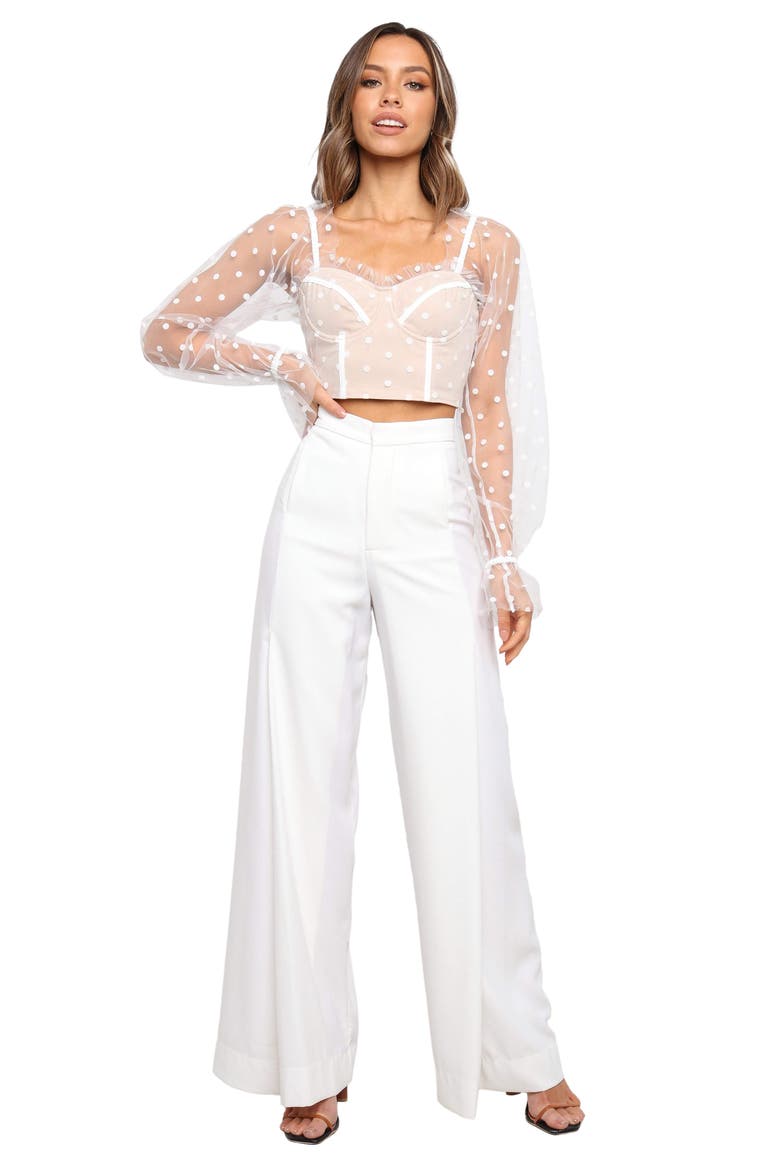 Varinka Long Sleeve Crop Top, Alternate, color, WHITE