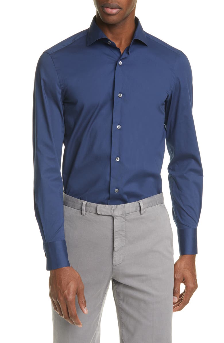 Boglioli Trim Fit Stretch Cotton Button-Up Shirt, Main, color, 