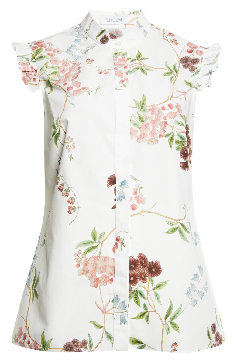 Erdem Chintz Floral Sleeveless Organic Cotton Poplin Shirt, Alternate, color, French Chintz Multi White