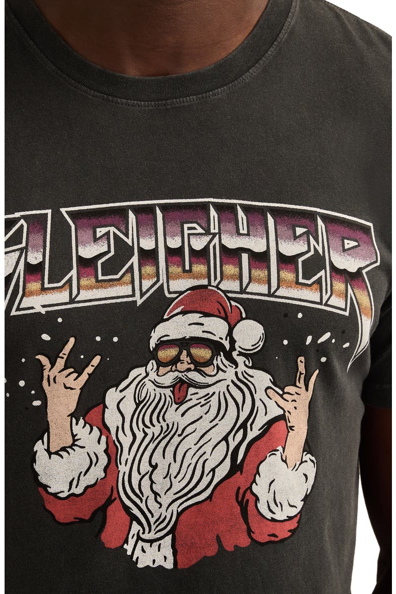 Sleigher Santa Cotton Graphic T-Shirt, Alternate, color, JET BLACK