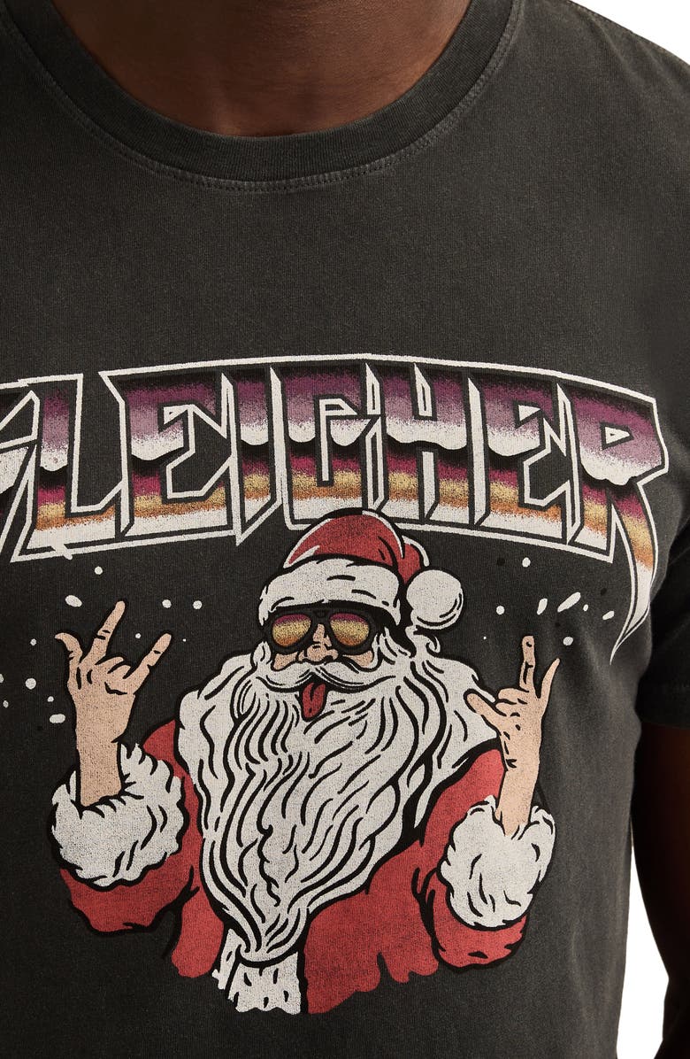 Lucky Brand Sleigher Santa Cotton Graphic T-Shirt, Alternate, color, Jet Black