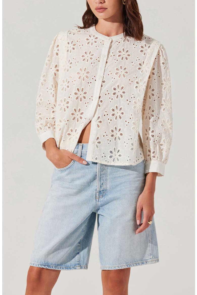 Savanna Cotton Eyelet Top, Alternate, color, CREAM