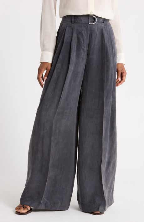 Double Pleated Wide Leg Trousers