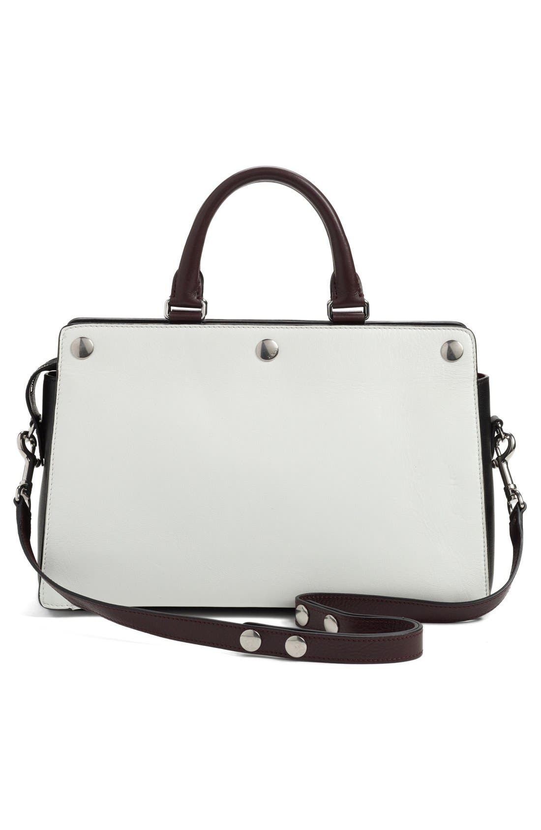 'Chester' Leather Satchel, Alternate, color, WHITE/BLACK/OXBLOOD