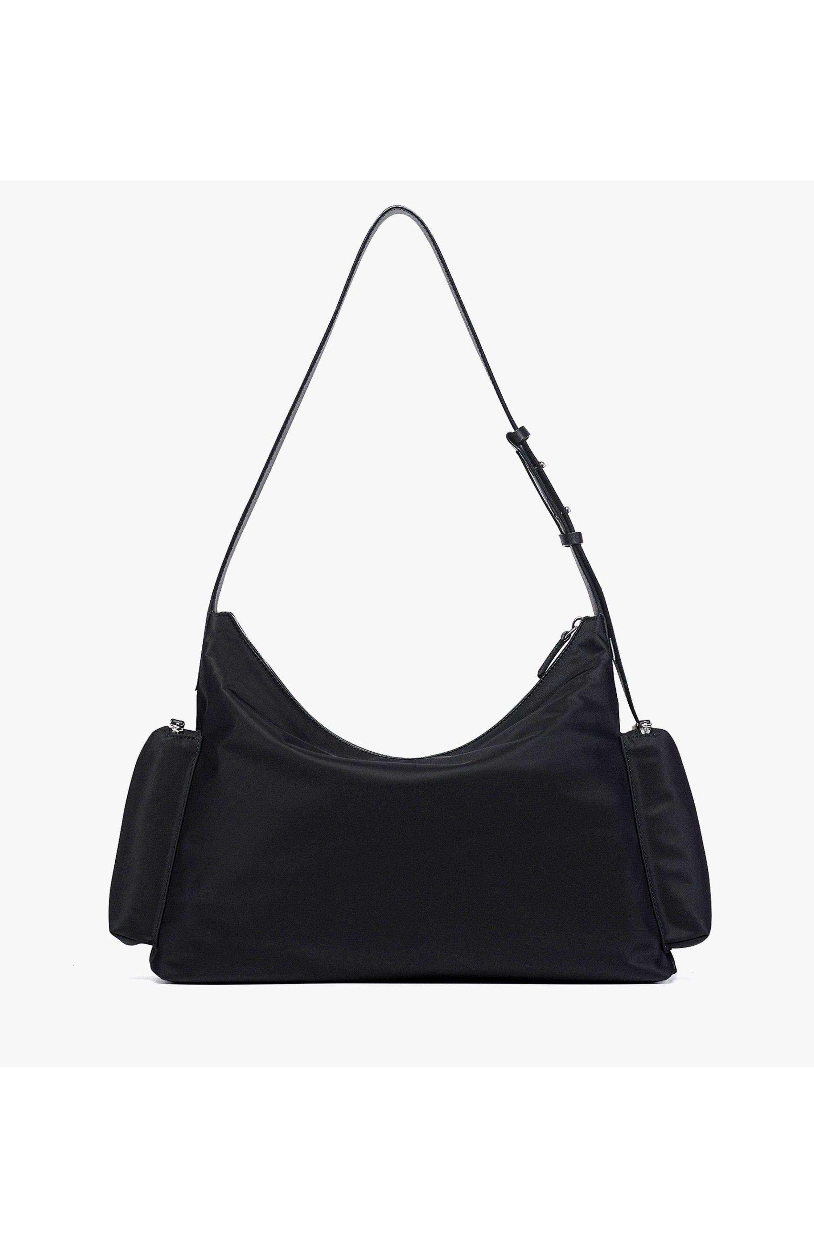 MCM Aren Zip Hobo in ECONYLÂ<sup>®</sup> and Monogram Print Leather, Alternate, color, Black